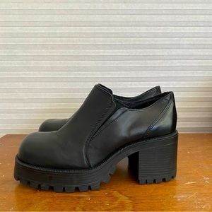 Vintage Aldo Black Leather Platform Chunky Loafers / Booties / Boots Size 7